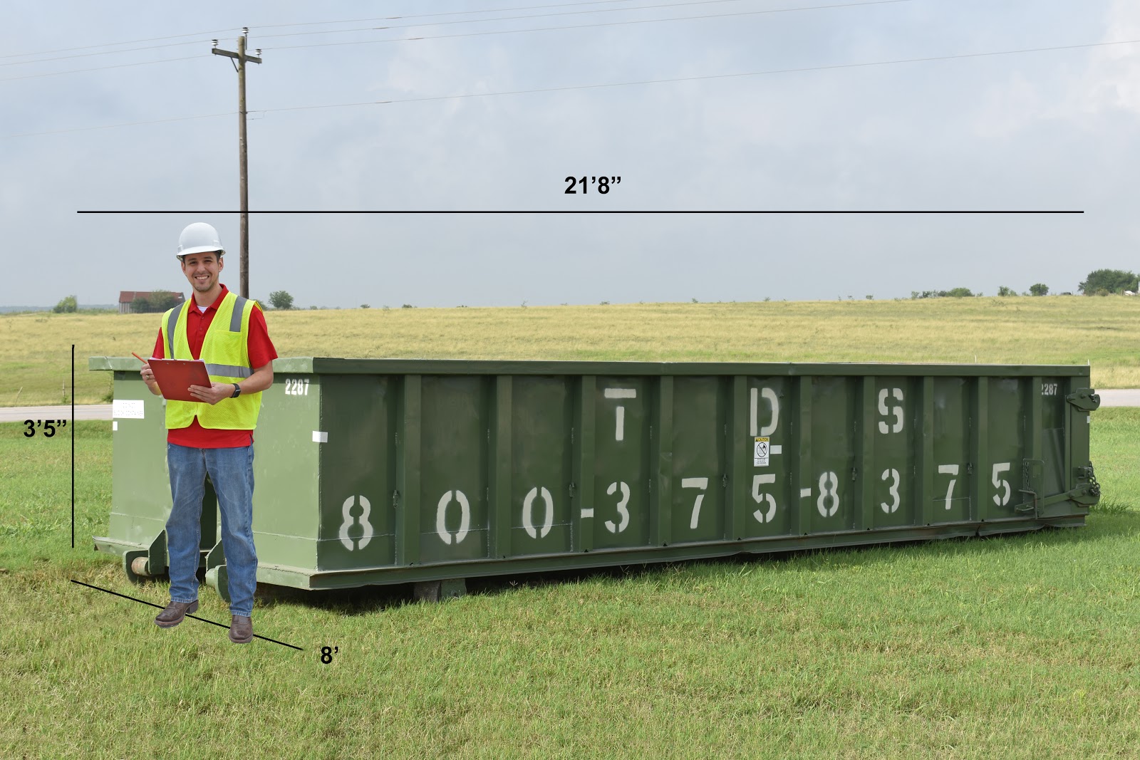 20-yard dumpster rental dimensions