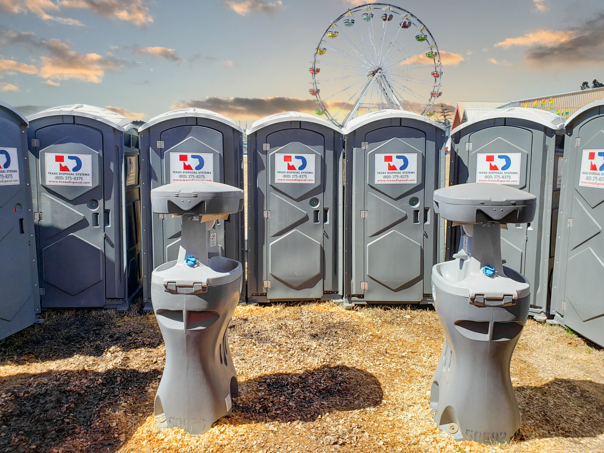 Restrooms and hand washing stations at Rodeo Austin
