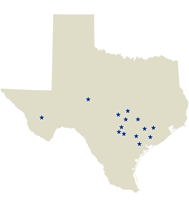 Map of TDS locations in Texas