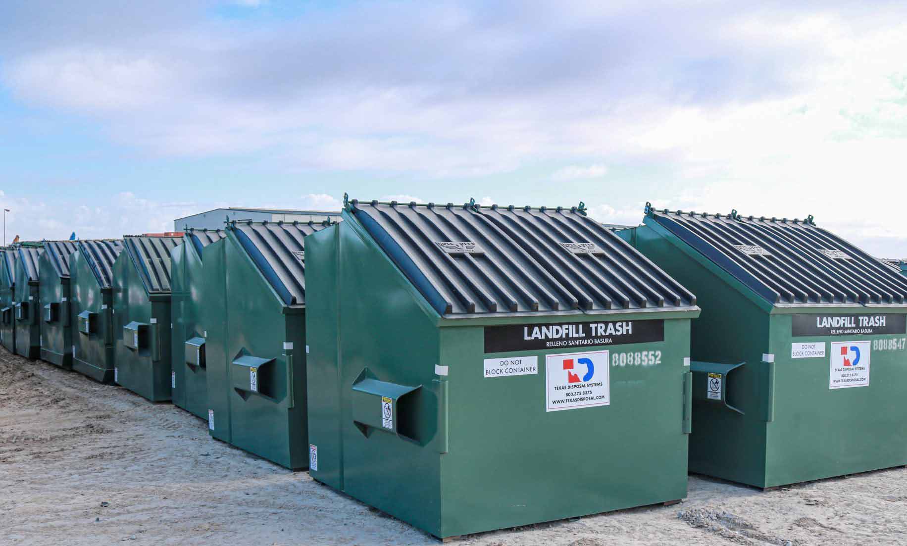 Group of front-load dumpsters