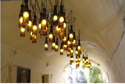 wine bottle chandelier