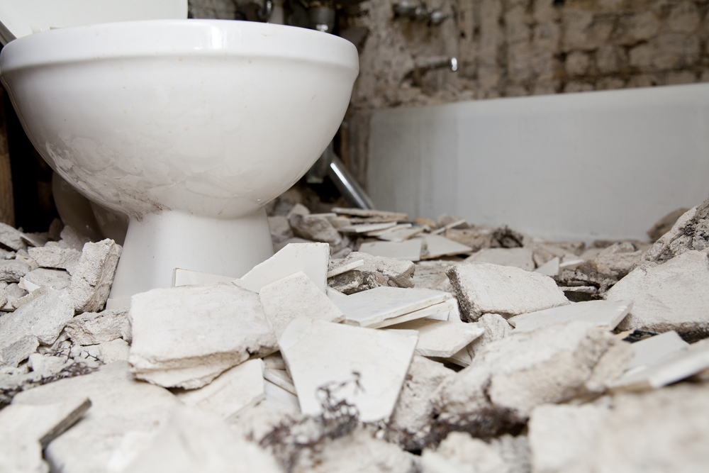 demolished bathroom