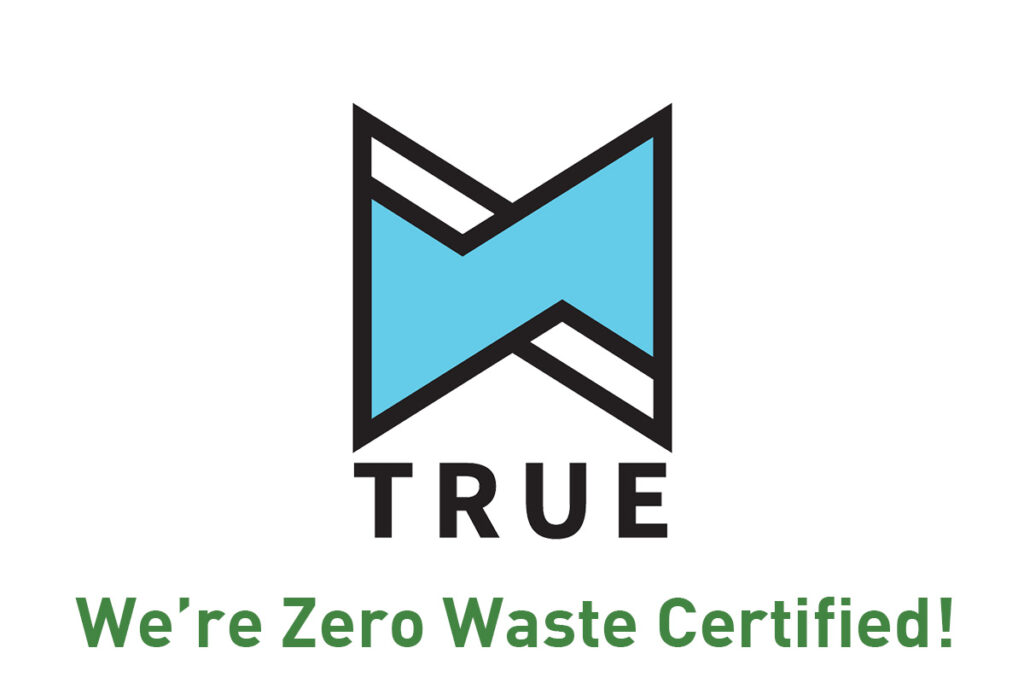 Blue and white and black logo for TRUE certification