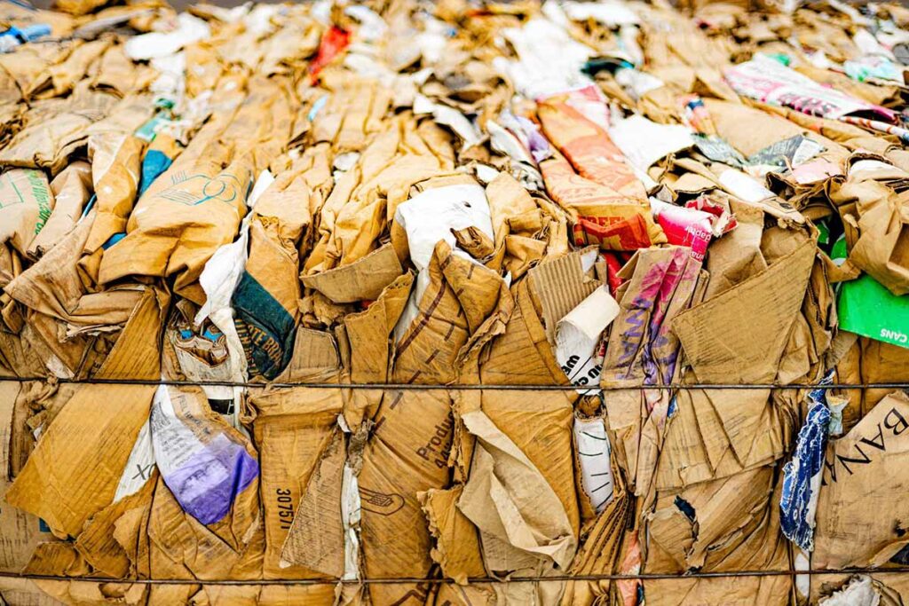 Bundle of brown recycled cardboard