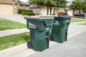 Recycling and Trash cart on the curb